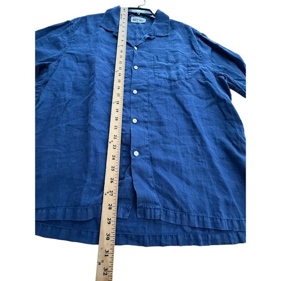Alex Mill 100% Linen Shirt Men's XL Navy Blue Short‎ Sleeve Button Down #FF8-6 - Picture 9 of 10